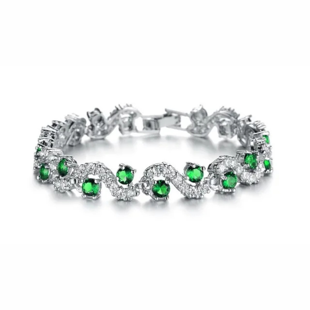 Elegant Silver and Green Bracelet